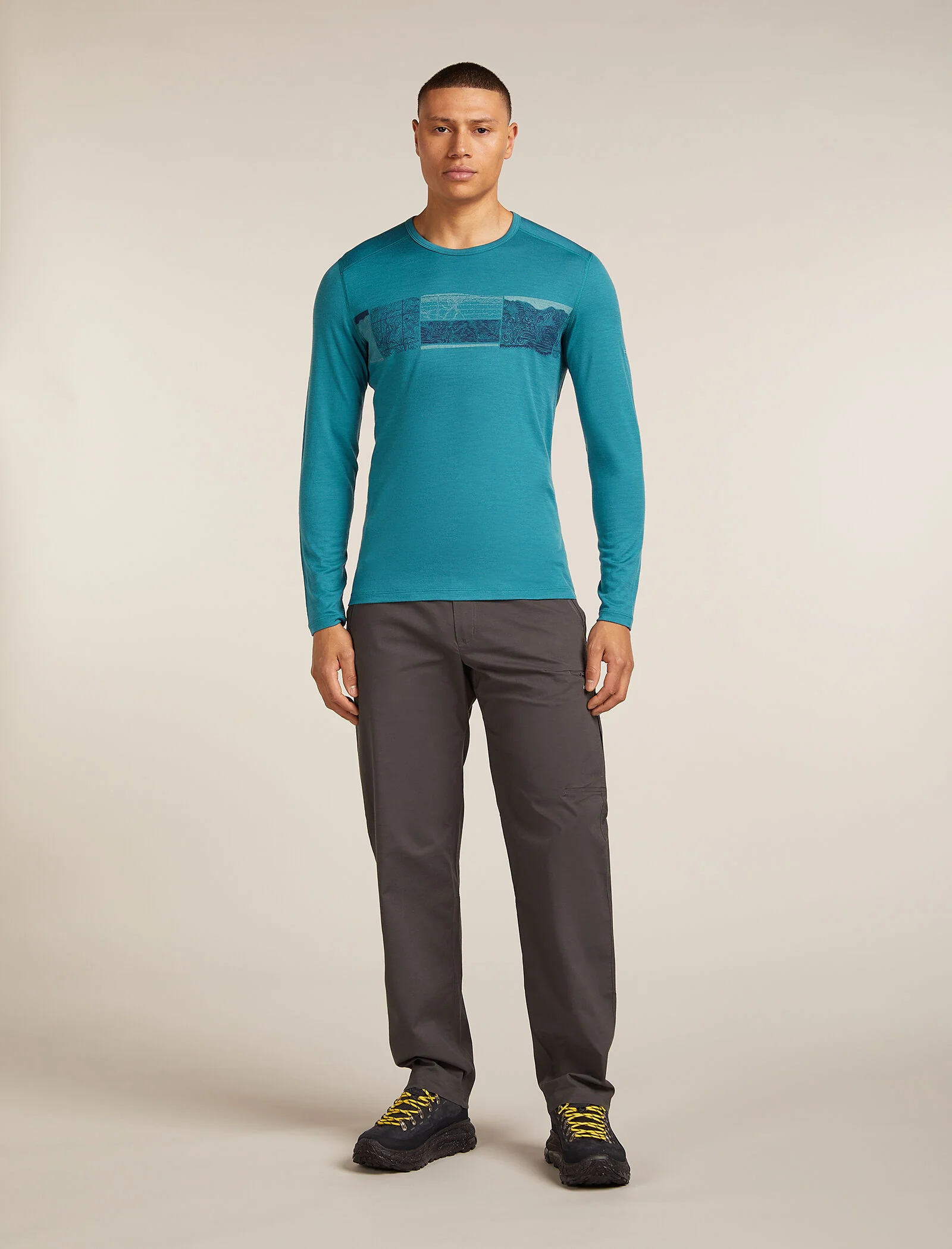 Men’s Merino 200 Oasis Long Sleeve Crew Thermal Top Elevation Line - Image 3