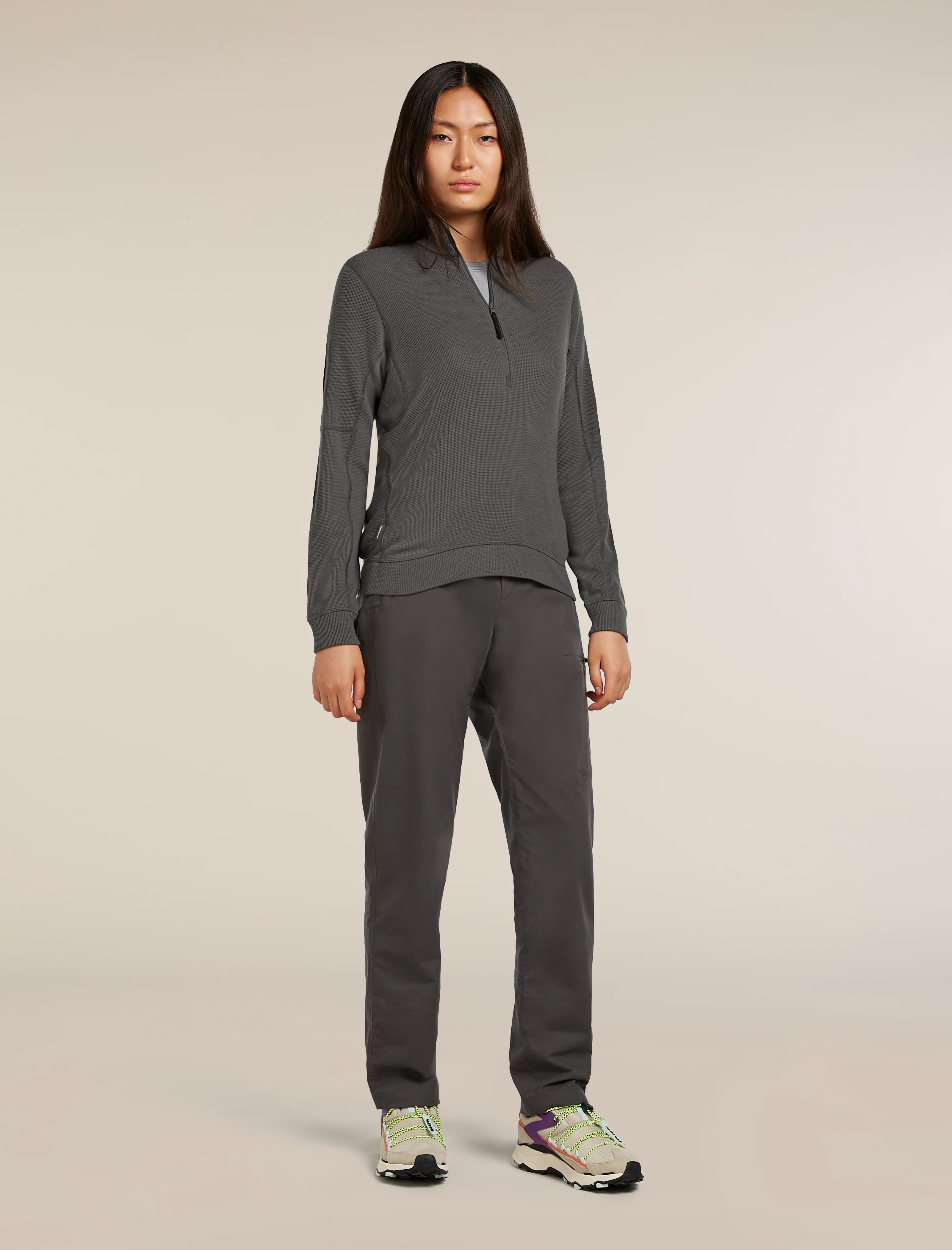 Women’s Merino 260 Waffle Knit Wander Long Sleeve Half Zip Top - Image 3