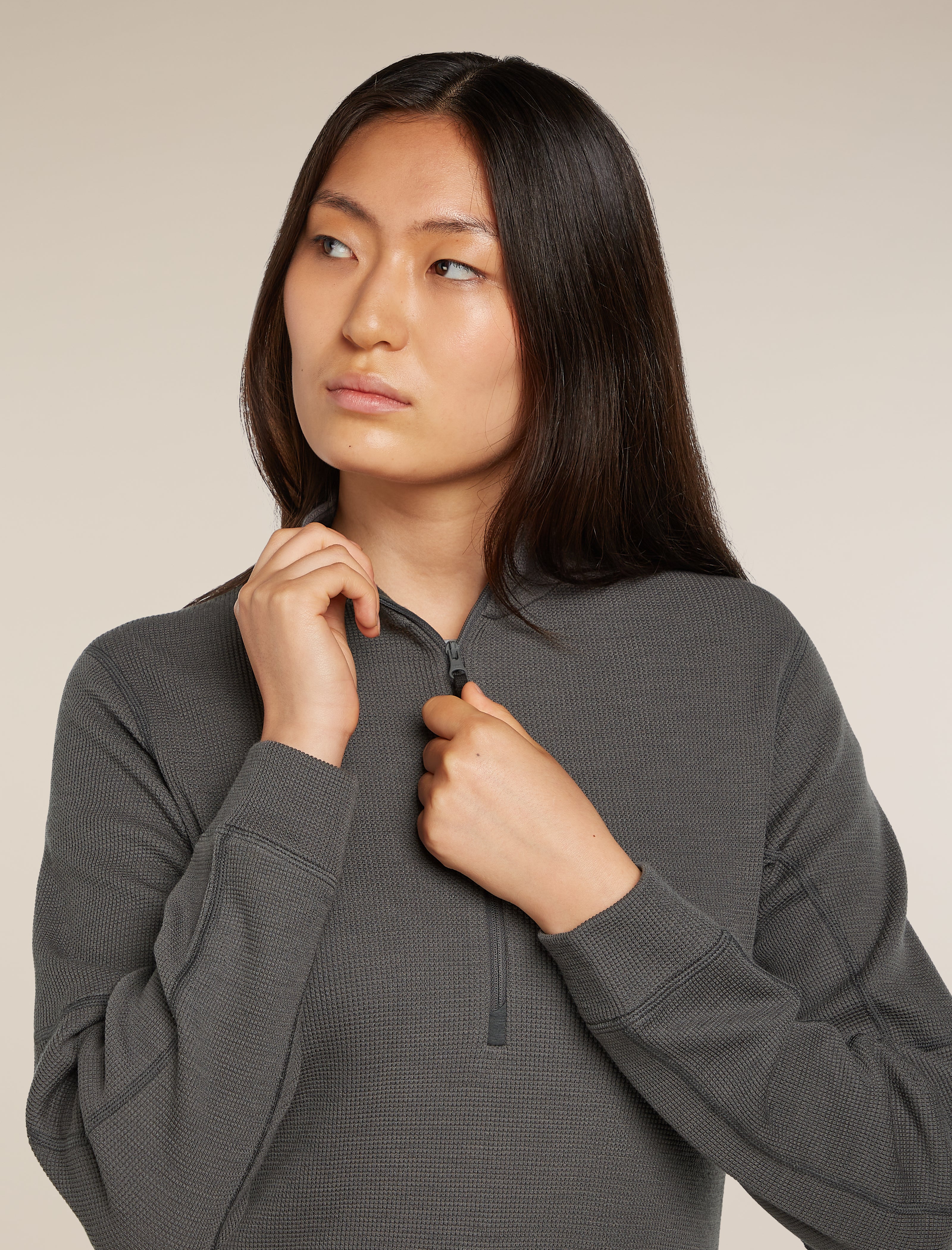 Women’s Merino 260 Waffle Knit Wander Long Sleeve Half Zip Top - Image 9